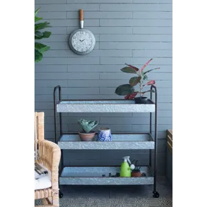 Homestead Galvanized Shelf Display 3 Tier - Metallic Gray