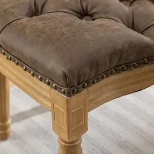 French Style Solid Wood Frame Antique Painting, Hand-Pulled Buckle Decoration PU Artificial Leather 