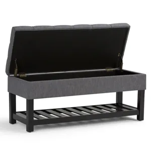 Saxon - Storage Ottoman Bench - Slate Grey