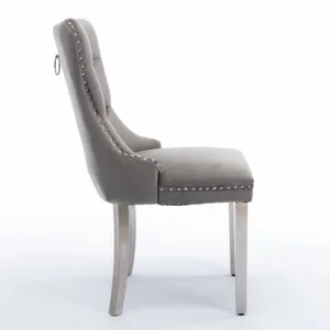 Nikki - Modern, High-End Tufted Solid Wood Contemporary Velvet Upholstered Dining Chair With Chrome 