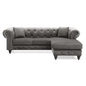 Nola - G0350B-SC Sofa Chaise (3 Boxes) - Dark Gray