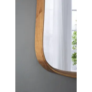 Irrgeular Mirror With Wood Frame, Wall Mirror For Living Room, Bathroom Entryway - Brown