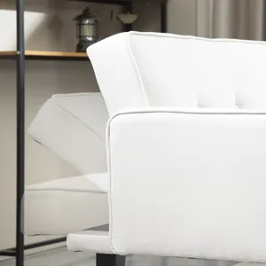 Futon Sofa Bed Convertible Couch Bed With Armrests Modern Living Room Linen Sofa Bed, Folding Reclin