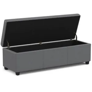 Avalon - Extra Large Storage Ottoman Bench - Stone Grey