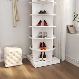 360 Rotating Shoe Cabinet 6 Layers - White