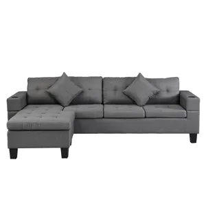 Sectional Sofa Set For Living Room With L Shape Chaise Lounge, Cup Holder And Left Or Right Hand Cha