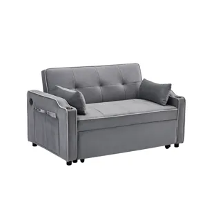 Sofa Bed, 3 In 1 Convertible Sofa Chair Bed, Adjustable Backrest Chair, Chaise Lounge With USB Ports