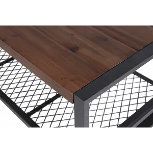 Console Coffee Table With Reclaimed Wood Finish, For Living Room - Natural