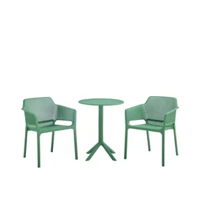 3 Piece Plastic Arm Chair Bistro Grs Premium Ocean Plastic - Green