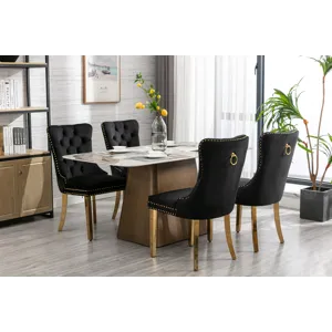 Nikki - Modern, High-End Tufted Solid Wood Contemporary Velvet Upholstered Dining Chair With Golden 