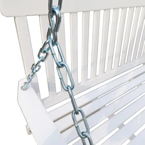 Front Porch Swing With Armrests For Outdoor Patio, Garden Yard, Backyard Or Sunroom - White