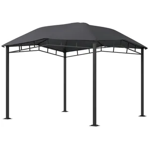 Outsunny - 10\' x 10\' Soft Top Patio Gazebo Outdoor Canopy With Unique Geometric Design Roof, All-W