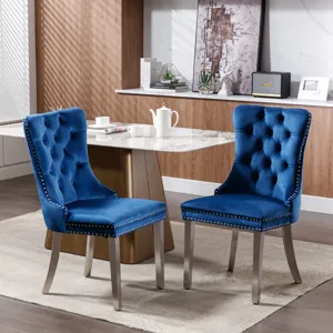 Nikki - Modern, High-End Tufted Solid Wood Contemporary Velvet Upholstered Dining Chair With Chrome 