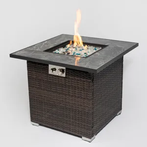 30\" Outdoor Fire Table Propane Gas Fire Pit Table With Lid Gas Fire Pit Table With Glass Rocks And 