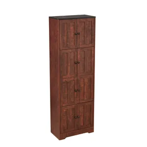 Tall Storage Cabinet With 8 Doors And 4 Shelves, Wall Storage Cabinet For Living Room, Kitchen, Offi
