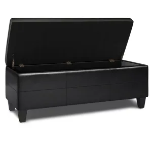 Afton - Storage Ottoman Bench - Midnight Black