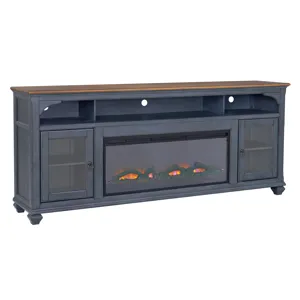 Americana - 86\" Fireplace TV Stand - Corduroy Blue