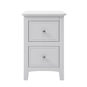 2 Drawers Solid Wood Nightstand End Table - White