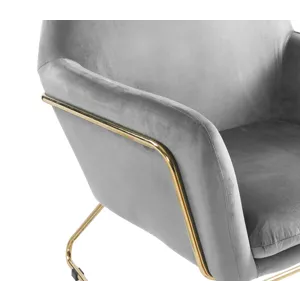 Keira - Velvet Accent Chair With Metal Base - Gray