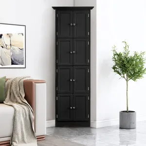 Tall Storage Cabinet With Doors And 4 Shelves For Living Room, Kitchen, Office, Bedroom, Bathroom, M