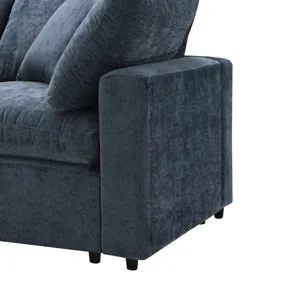 Modern Modular Cloud Sofa Bed, 6 Seat Chenille Sectional Couch Set With Ottoman, Free Combination, C