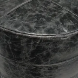 Connor - Round Pouf - Distressed Black