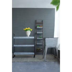 Homestead Galvanized Shelf Display 3 Tier - Metallic Gray