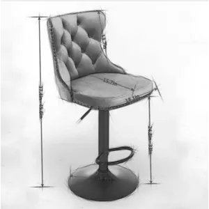 Swivel Velvet Barstools Adjusatble Seat Height, Modern Upholstered Bar Stools With Backs Comfortable