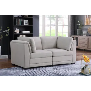 Kristin - Linen Fabric Loveseat - Light Gray
