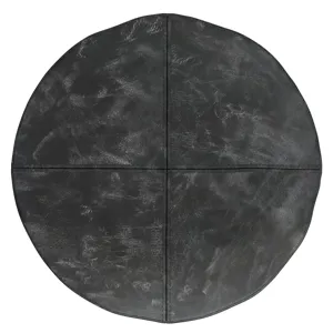 Connor - Round Pouf - Distressed Black