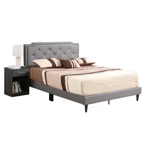 Deb - G1112-QB-UP Queen Bed (All in One Box) - Light Gray
