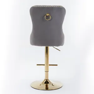 Thick Golden Swivel Velvet Barstools Adjusatble Seat Height From 25-33\", Modern Upholstered Bar Sto