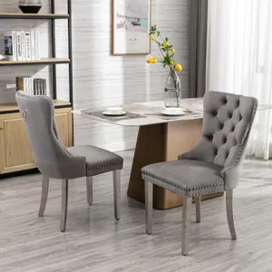 Nikki - Modern, High-End Tufted Solid Wood Contemporary Velvet Upholstered Dining Chair With Chrome 