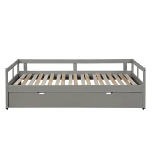 Extending Daybed With Trundle, Wooden Daybed With Trundle - Gray