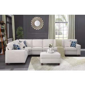 Ted - Sectional Sofa With Ottoman - Beige