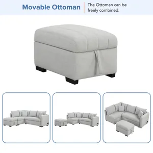 L-Shaped Sectional Pull Out Sofa Bed Sleeper Sofa With Two USB Ports, Two Power Sockets And A Movabl
