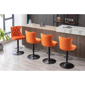 Swivel Velvet Barstools Adjusatble Seat Height, Modern Upholstered Bar Stools With Backs Comfortable