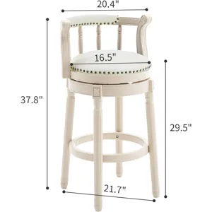29.5\'\' Leather Wooden Bar Stool - Cream