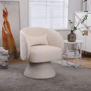 26.4\" Swivel Accent Chair Armchair, Round Barrel Chair In Fabric For Living Room Bedroom - Beige