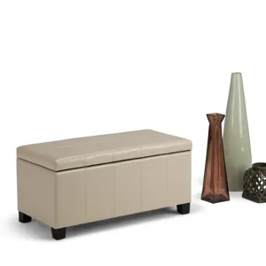Dover - Storage Ottoman Bench - Satin Cream