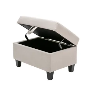 Nolan - Linen Fabric 6 Piece Double Chaise Sectional Sofa With Interchangeable Legs, Storage Ottoman