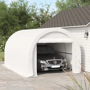 Outsunny - 10\' x 16\' Carport, Heavy Duty Portable Garage Storage Tent With Large Zippered Door, An