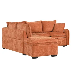 Convertible Sofa Bed Sectional Sofa Sleeper L-Shaped Sofa With A Storage Ottoman, Two Pillows, Two P