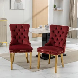 Nikki - Modern, High-End Tufted Solid Wood Contemporary Velvet Upholstered Dining Chair With Golden 