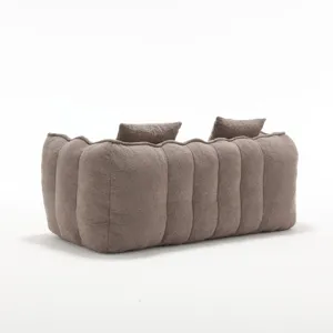 Soft Beanbag Chair With High Resilience Foam Core For Two People - Brown