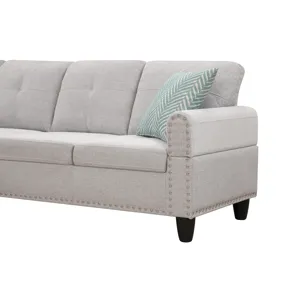 Alger - 98" Wide Left Hand Facing Sofa & Chaise With Ottoman - Light Gray