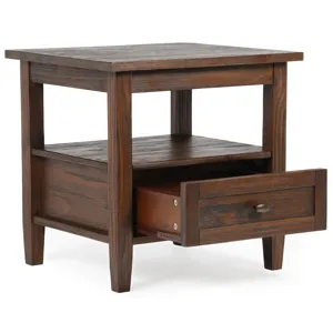 Warm Shaker - End Table - Distressed Charcoal Brown