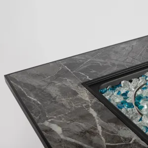 30\" Outdoor Fire Table Propane Gas Fire Pit Table With Lid Gas Fire Pit Table With Glass Rocks And 