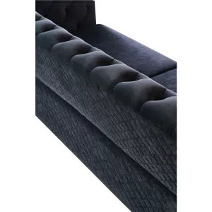 Modern Tufted Velvet Sofa For Living Room - Black