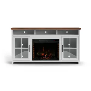 Hampton - 74" Fireplace TV Stand - Jasmine Whitewash / Barnwood